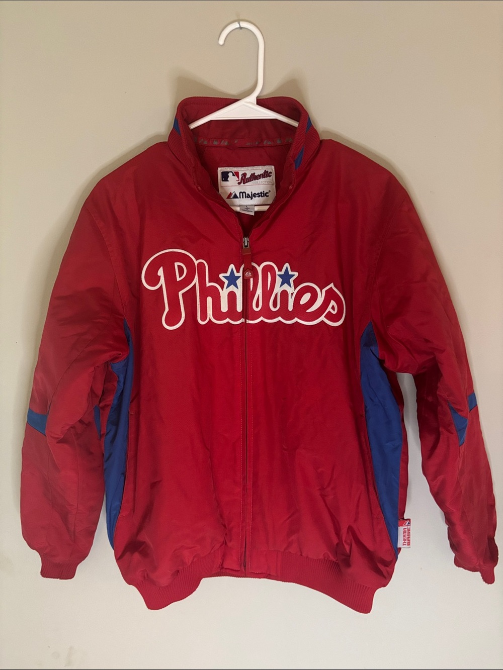 Vintage 90s Majestic Philadelphia Phillies bomber jacket kids large red blue